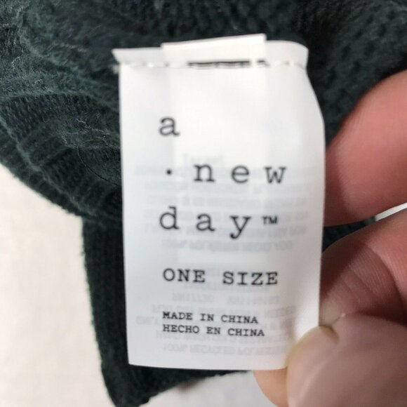 A New Day Womens One Size Mittens Convertible Fingerless Knit Green New - Picture 7 of 12